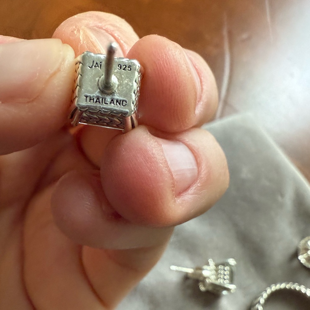 JAI Sterling Silver Asscher Cut White Topaz Ring, sz 5, and Earrings like New - Picture 10 of 12